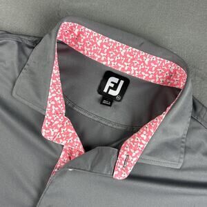 Footjoy Shirt Mens 2XL Gray Short Sleeve FJ Polo Golf Wicking Performance Logo